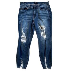 Judy Blue High Rise Skinny Raw Hem Womens Jeans 16W